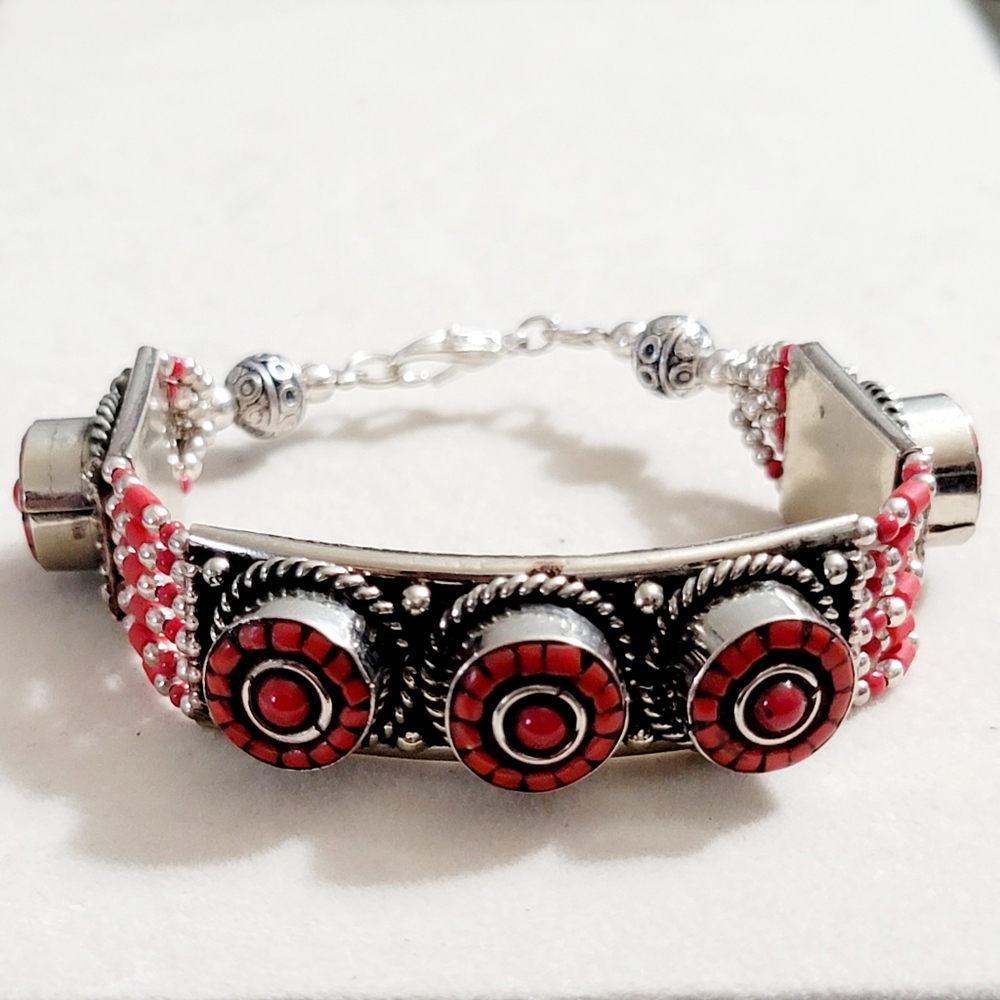 Bohemian 7" Inch Tibetan Statement Bracelet: